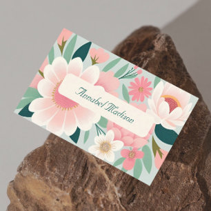 Elegante florale Visitenkarte mit QR Code   DP7