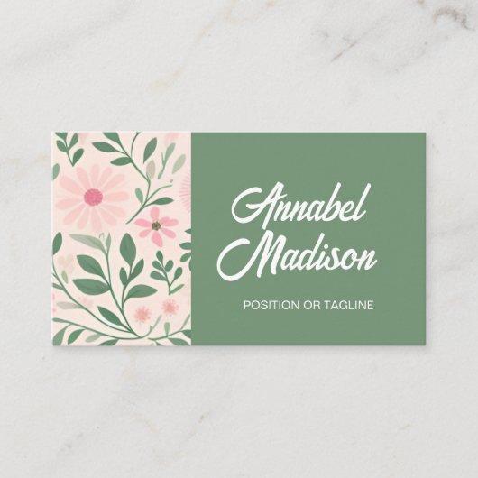 Elegante florale Visitenkarte mit QR Code | DP7 (Vorderseite)