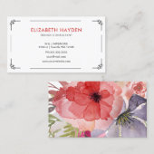 Elegante florale Visitenkarten Visitenkarte (Vorne/Hinten)