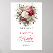Elegante florale Vorlage für ein Willkommensschild Poster (Vorne)