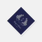 Elegante florale Wappen Navy Monogramm Serviette (Ecke)