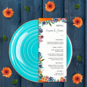 Elegante florale Wasserfarbe Boho Widflower Hochze Menükarte