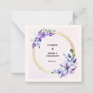 Elegante Florale Wasserfarbe Gold Kreis Hochzeit Mitteilungskarte