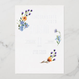 Elegante Florale Wasserfarbe Goldfolie Junggeselli Folieneinladung