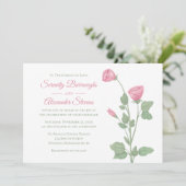 Elegante, florale Wasserfarbe Rosa Blume Hochzeit Einladung (Stehend Vorderseite)