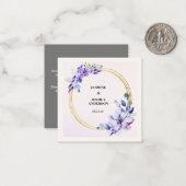 Elegante florale Wasserfarben Gold Circle Wedding Mitteilungskarte (Vorderseite/Rückseite Beispiel)