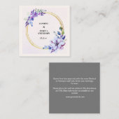 Elegante florale Wasserfarben Gold Circle Wedding Mitteilungskarte (Vorne/Hinten)