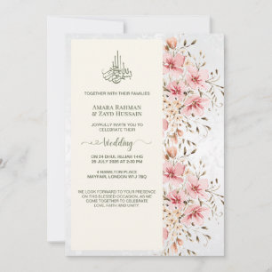 Elegante Florale Wasserfarben-Hochzeitseinladung Einladung
