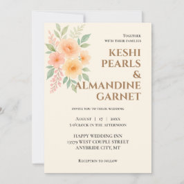 Elegante florale Wasserfarben-Hochzeitseinladung Einladung