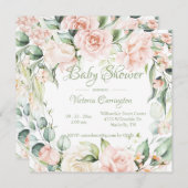 Elegante florale Wasserfarben Kinderdusche Einladu (Vorne/Hinten)