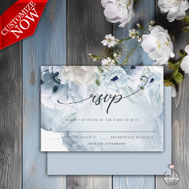 Elegante florale Wasserfarbenblauer Pfoten RSVP-Ka RSVP Karte
