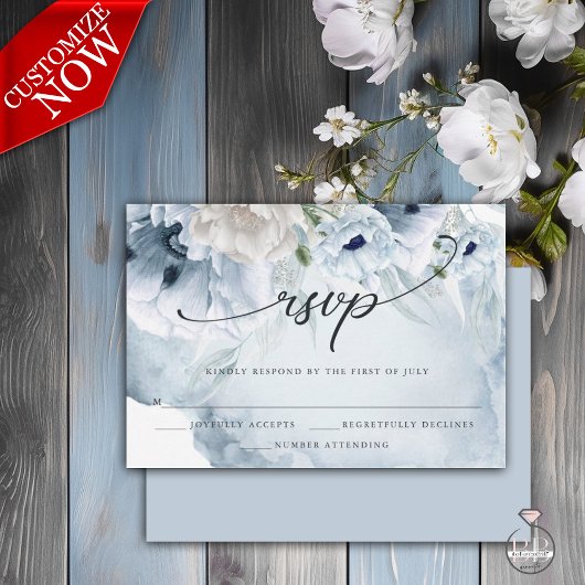 Elegante florale Wasserfarbenblauer Pfoten RSVP-Ka RSVP Karte