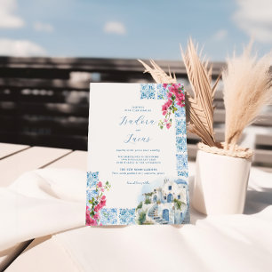 Elegante florale Wasserfarbenfliesen   Griechische Einladung