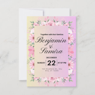 Elegante florale weiche rosa Pastellfarben Einladu Einladung