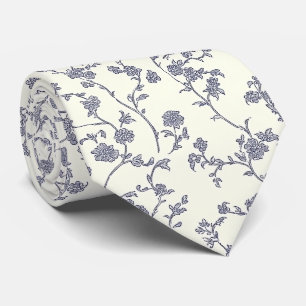 Elegante florale weiße blaue Krawatte