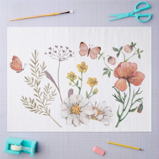 Elegante florale Wildblume Seidenpapier (Basteln)