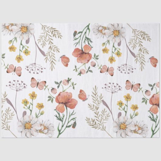 Elegante florale Wildblume Seidenpapier (Vorderseite)