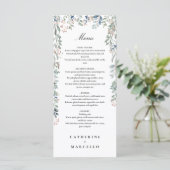 Elegante florale Wildblumen Hochzeitsessen Menükarte (Stehend Vorderseite)