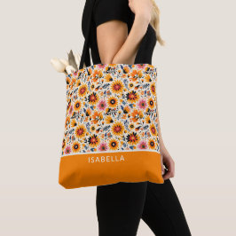 Elegante florale Wildblumen personalisieren Monogr Tasche