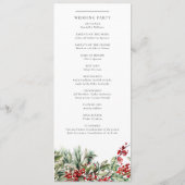 Elegante Florale Winter-Weihnachts-Hochzeit Programm (Rückseite)