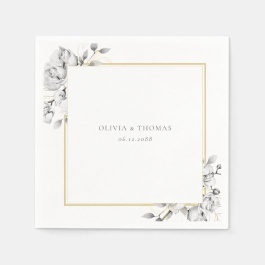 Elegante florale Zeichnend Goldrahmen Rustikale Ho Serviette (Vorderseite)