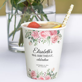 Elegante Floraleinladung zum 90. Geburtstag  Pappbecher