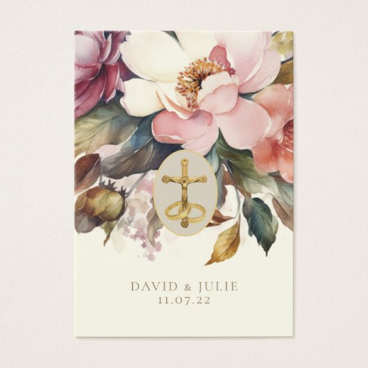 Elegante floralekatholische Hochzeitsgebet-Karte (Vorderseite)