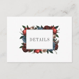 Elegante Floralrahmen-Hochzeitsdetails Begleitkarte