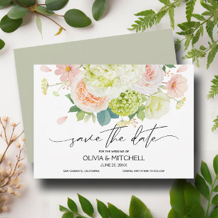 Elegante Florals auf Sage Wedding Save The Date