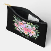 Elegante Florals auf schwarz Zubehörtasche (Offen)
