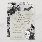Elegante Florals und Skull Halloween-Party Invitat Einladung (Vorne/Hinten)