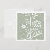 Elegante Floralsilhouette Hellgrün Minimal Mitteilungskarte (Vorne/Hinten)