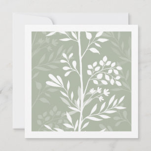 Elegante Floralsilhouette Hellgrün Minimal Mitteilungskarte