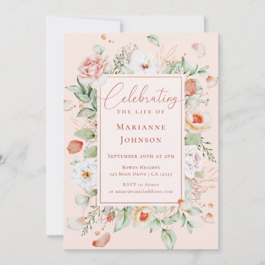 Elegante Florentiner Gedenkfeier Einladung (Vorderseite)