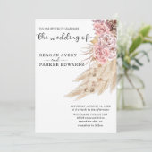 Elegante, florentrockene Pampas-Hochzeit Einladung (Stehend Vorderseite)