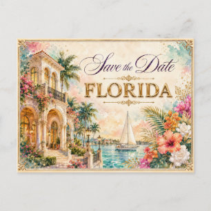 Elegante Florida Save-the-Date-Hochzeits-Einladung Postkarte