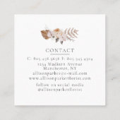 Elegante Florist Floriculturist Business Card Quadratische Visitenkarte (Rückseite)
