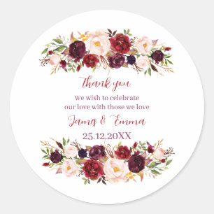 Elegante Florral Custom Wedding Runder Aufkleber