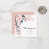 Elegante florrosa blaue Wasserfarbe Danke Karte (Vorderseite/Rückseite Beispiel)