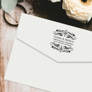 Elegante Flourish Vintage-Hochzeitsadresse Permastempel