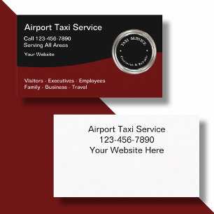 Elegante Flughafentaxidienst-Geschäftskarten Visitenkarte