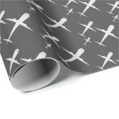 Elegante Flugzeuge fliegen in Dark Gray Geschenkpapier (Rolleneckpunkt)