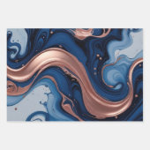 Elegante Fluid Art mit Kupfer und blauen Wirbel Geschenkpapier Set (Vorderseite 3)