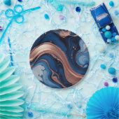 Elegante Fluid Art mit Kupfer und blauen Wirbel Pappteller (Party)