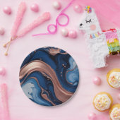 Elegante Fluid Art mit Kupfer und blauen Wirbel Pappteller (Party)