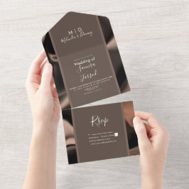 Elegante Foil Brown Earthy Wedding All In One Einladung