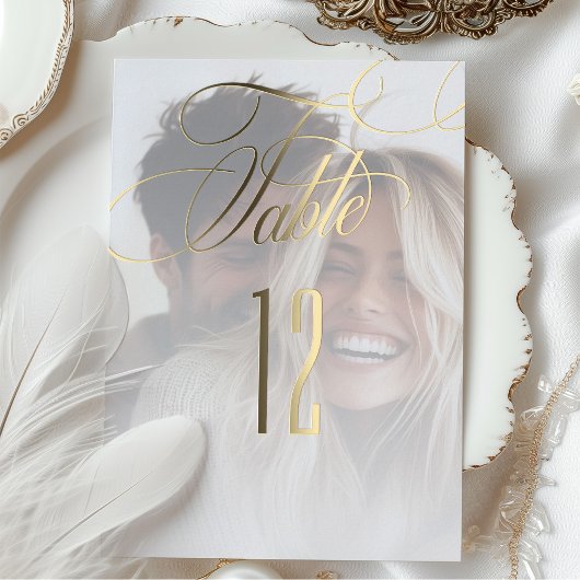 Elegante Foil Calligraphy Wedding Tischnummer