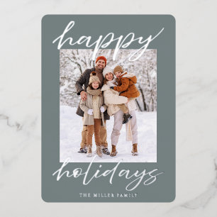 Elegante Foil Happy Holidays Fotokarte Weihnachten Folien Feiertagskarte
