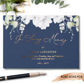 Elegante Foil in Love Memory White Floral Beerdigu Gästebuch