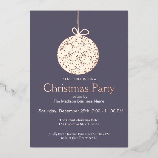 Elegante Foil Ornament Chrismas Party Einladung (Vorderseite)